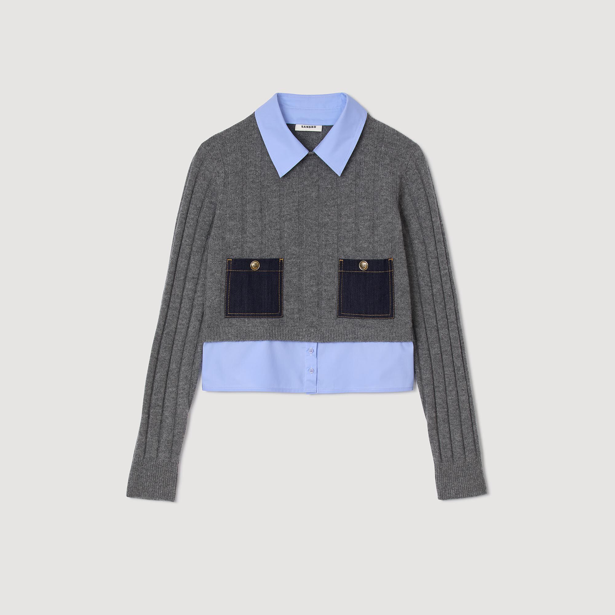 Pull court en laine et cachemire