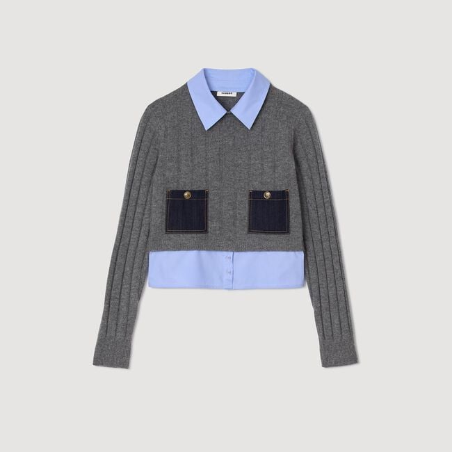 Pull court en laine et cachemire