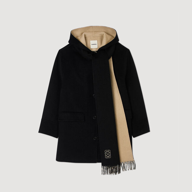 Manteau en laine à écharpe