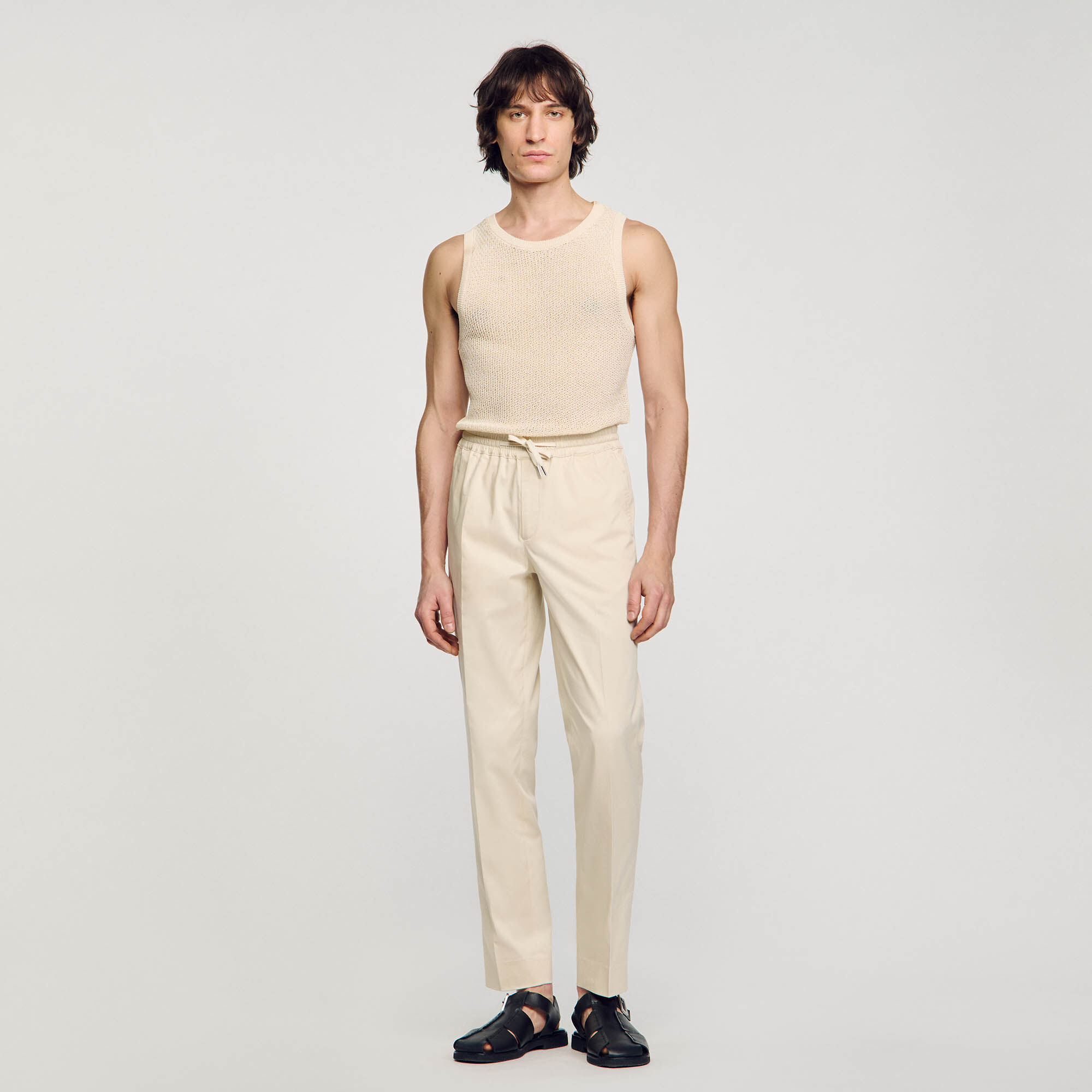 Pantalon droit élastiqué