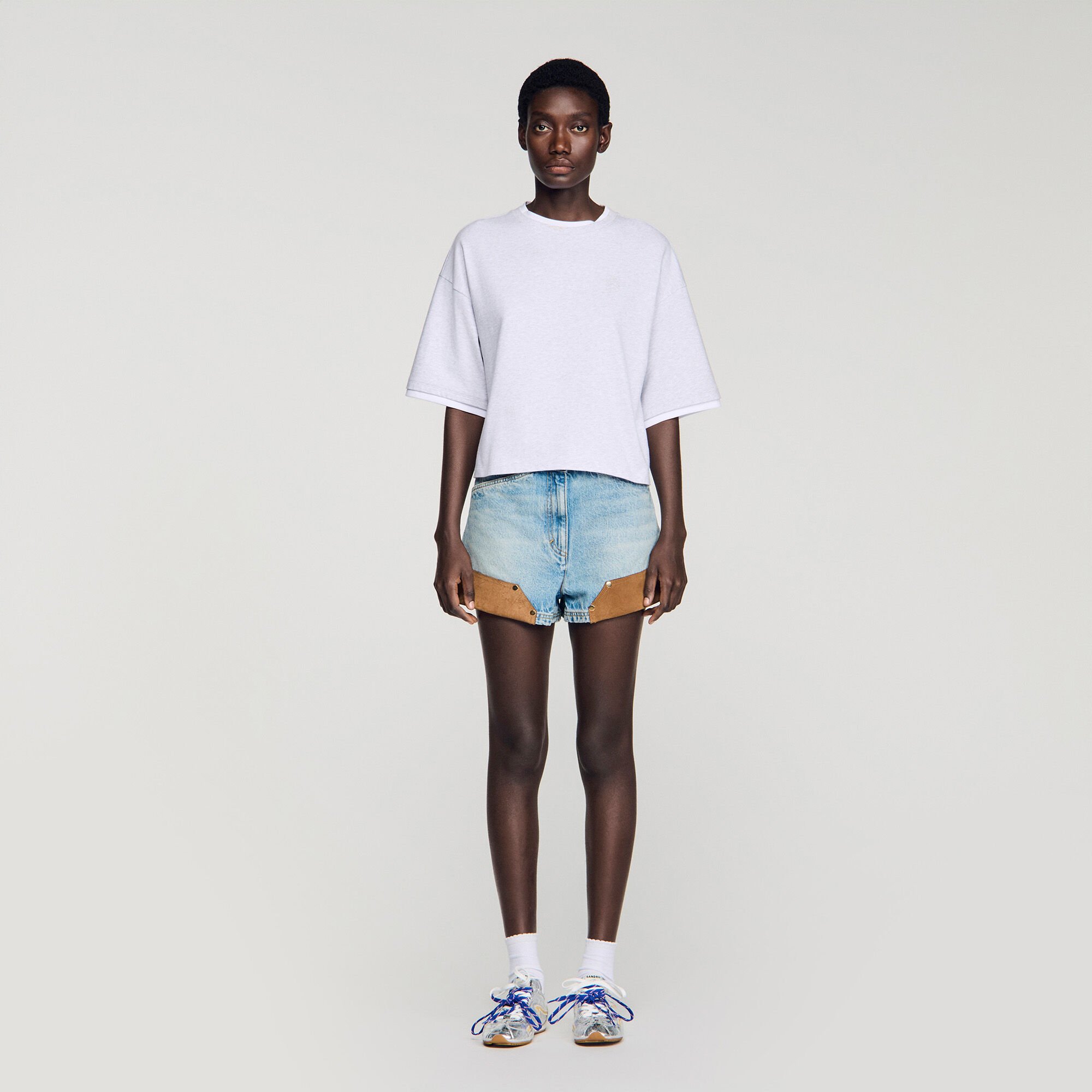 T-shirt en coton &agrave; logo brod&eacute;