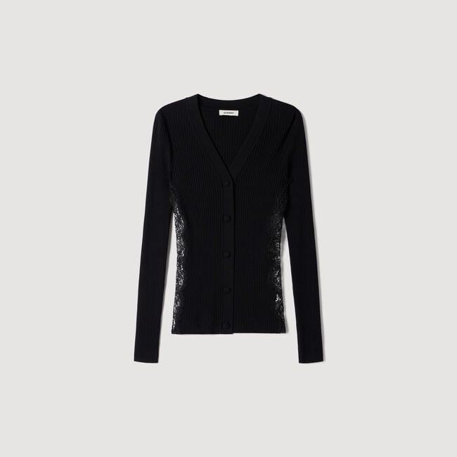 Cardigan &agrave; empiecement dentelle