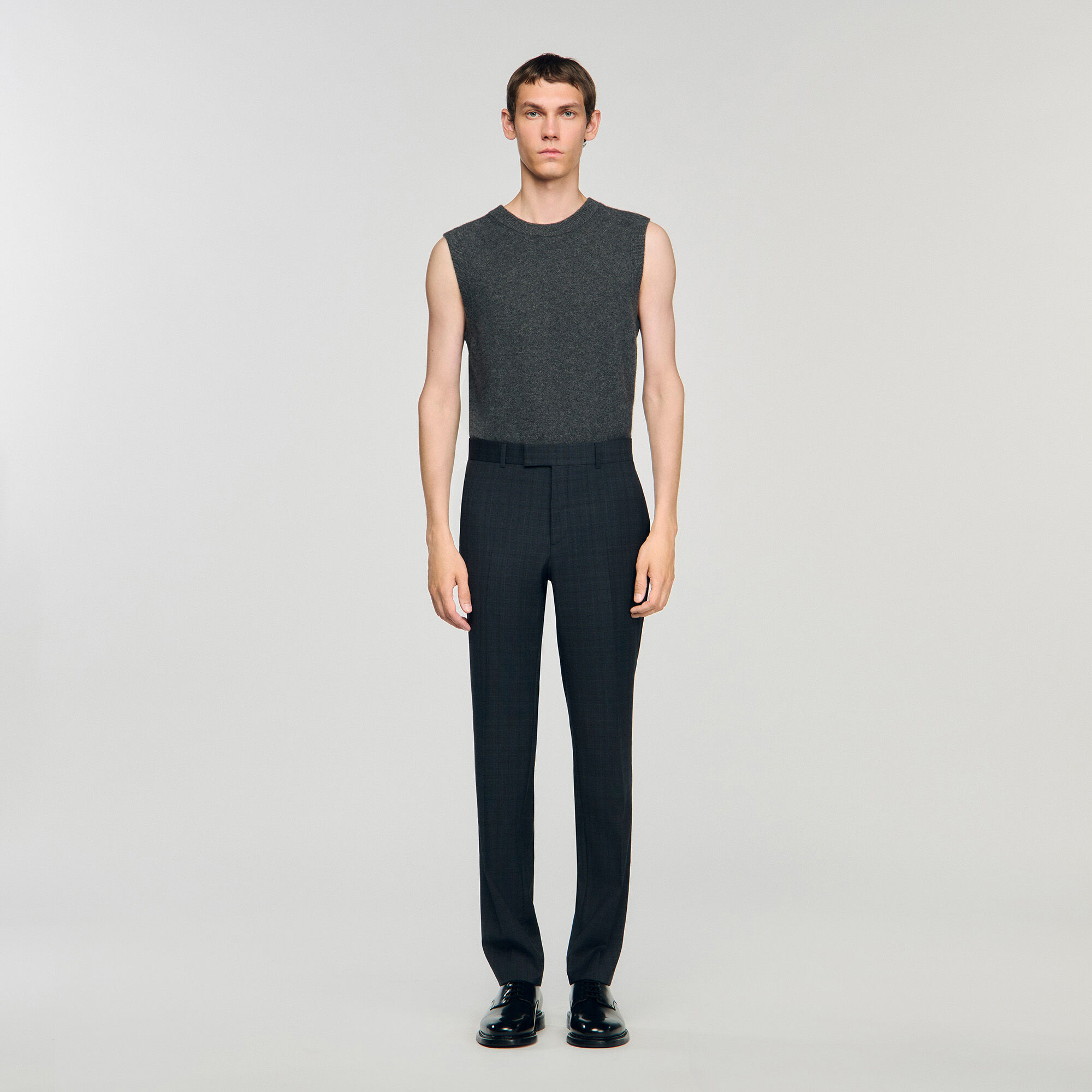 Pantalon en laine à carreaux