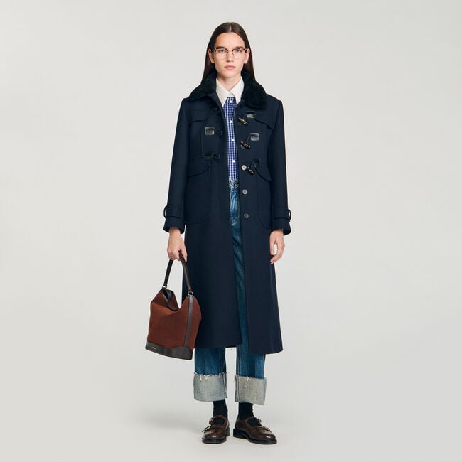 Manteau long avec col en velours