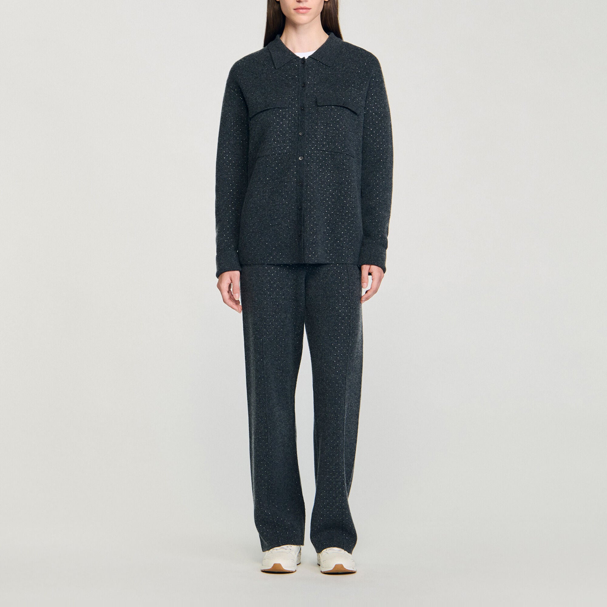 Cardigan long &agrave; strass - Femme | Sandro Paris