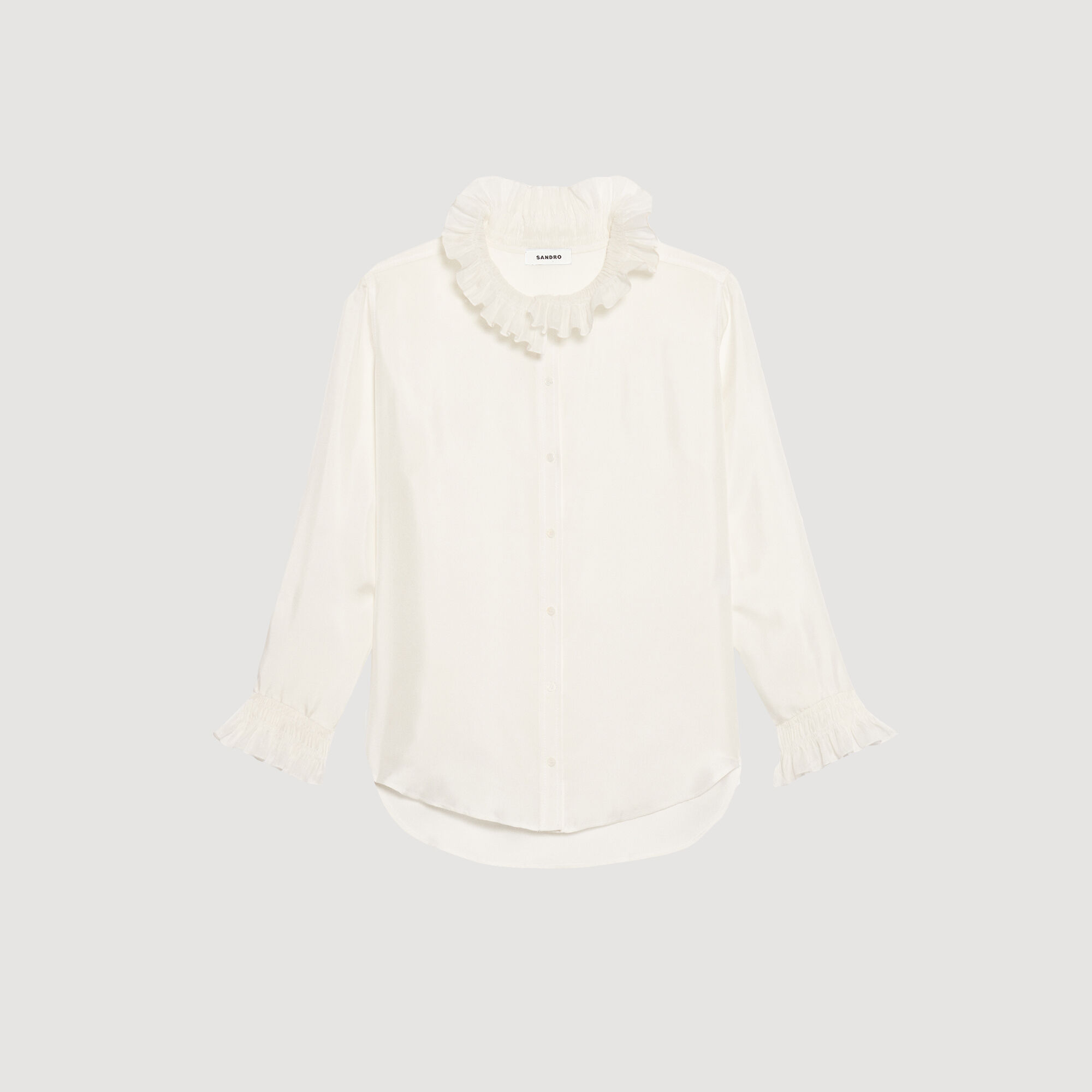 Chemise en soie à col froncé