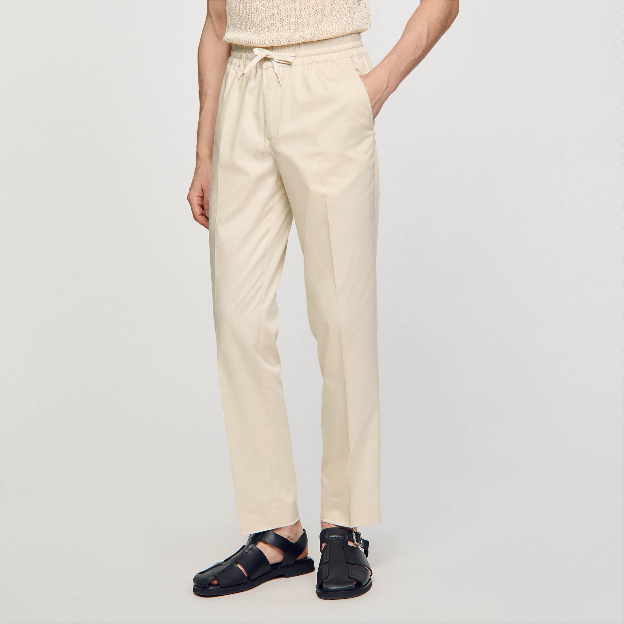 Pantalon droit élastiqué