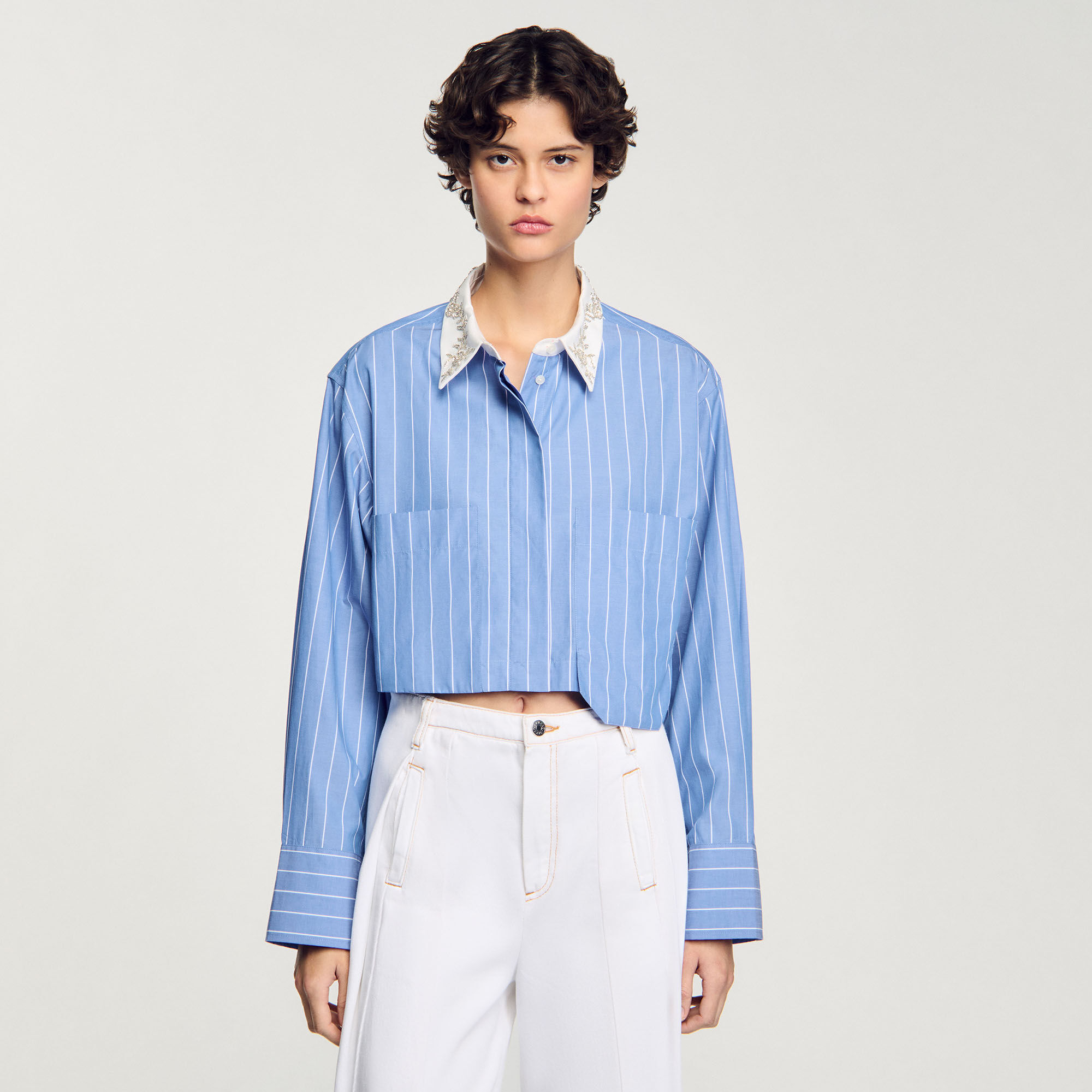 Chemise courte à rayures