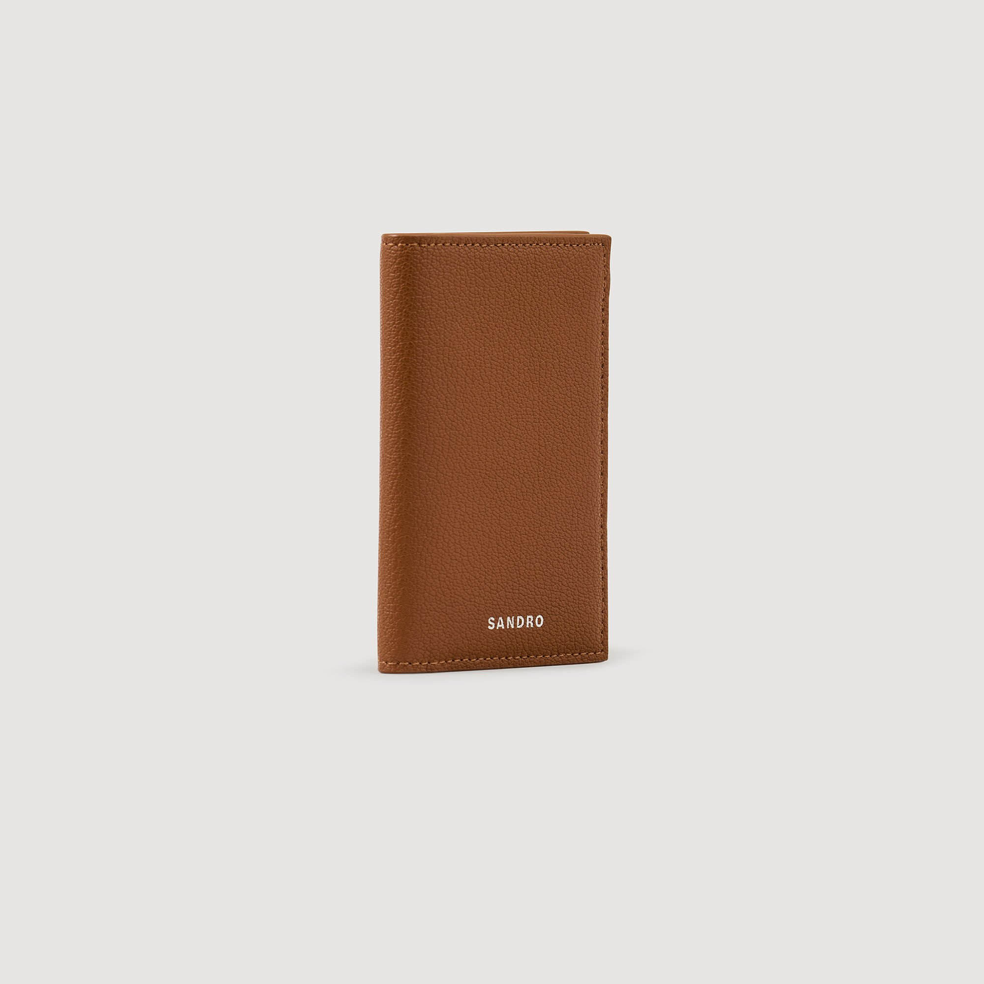 Porte-cartes pliable en cuir grainé