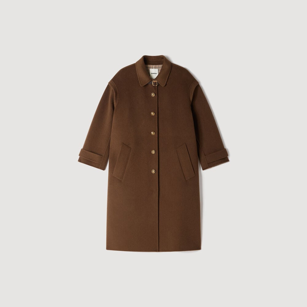 Sandro Manteau en laine double face – Kaki – vue 6