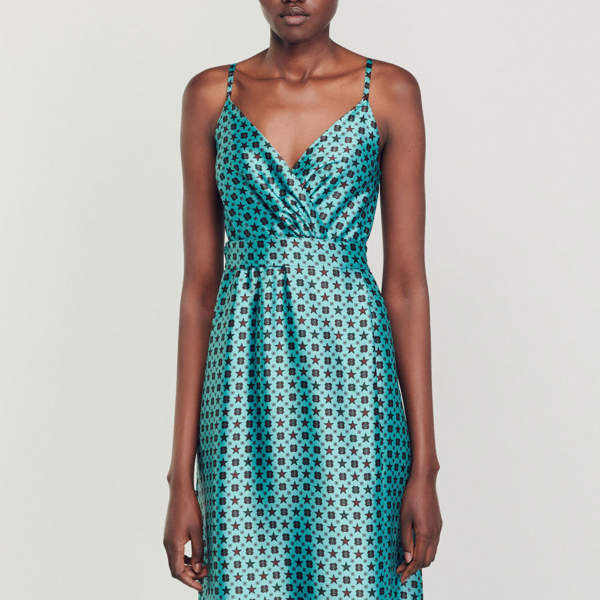 Robe midi satinée imprimée