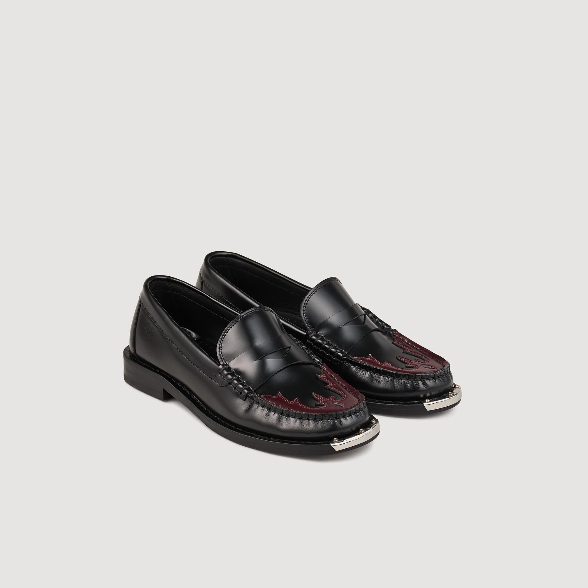 Mocassins western gris noir pour femme Sandro Paris