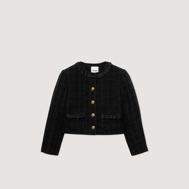 Veste en tweed à volants