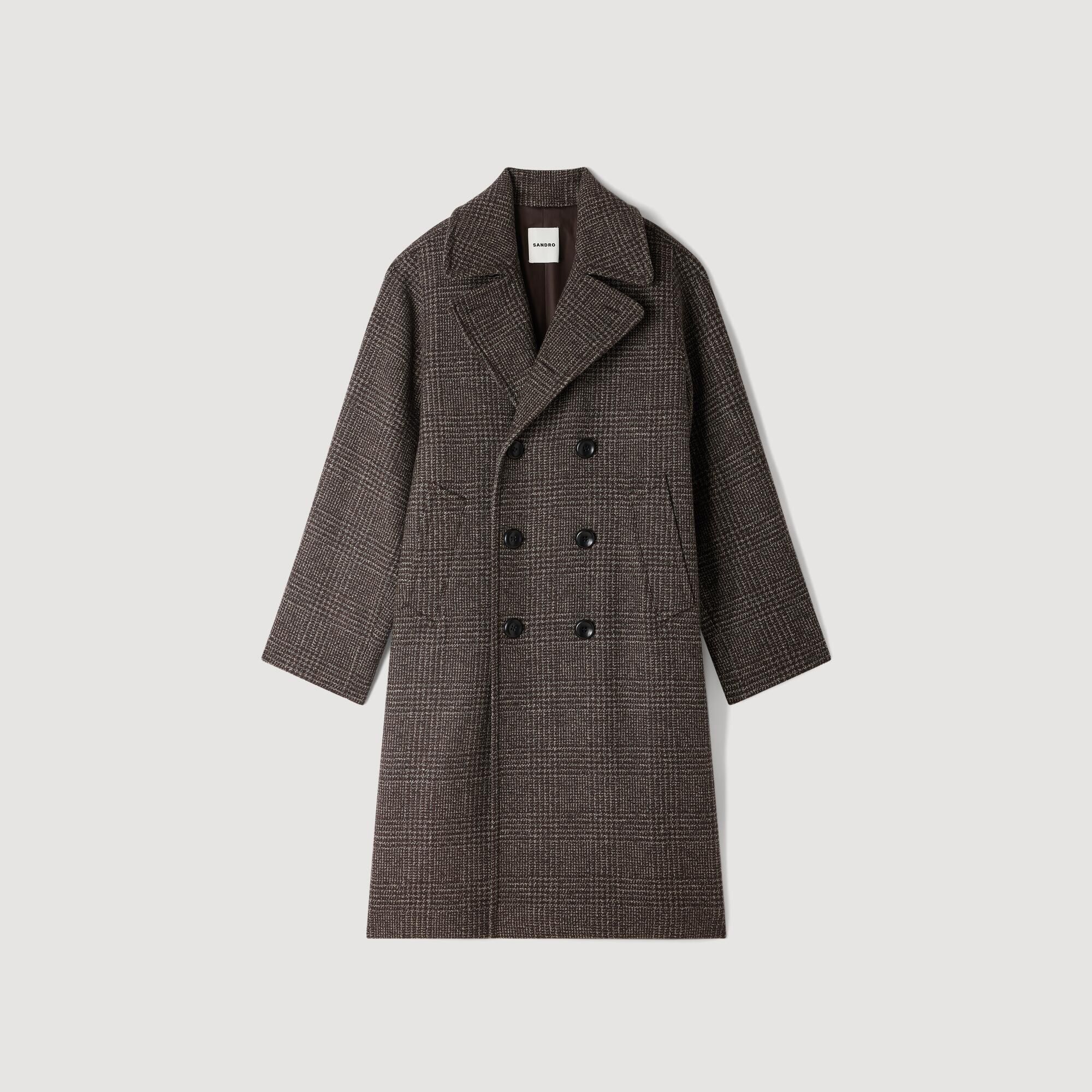 Manteau en laine &agrave; carreaux - Homme | Sandro Paris