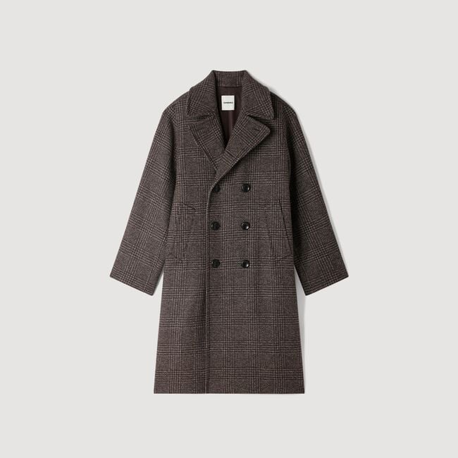 Manteau en laine &agrave; carreaux