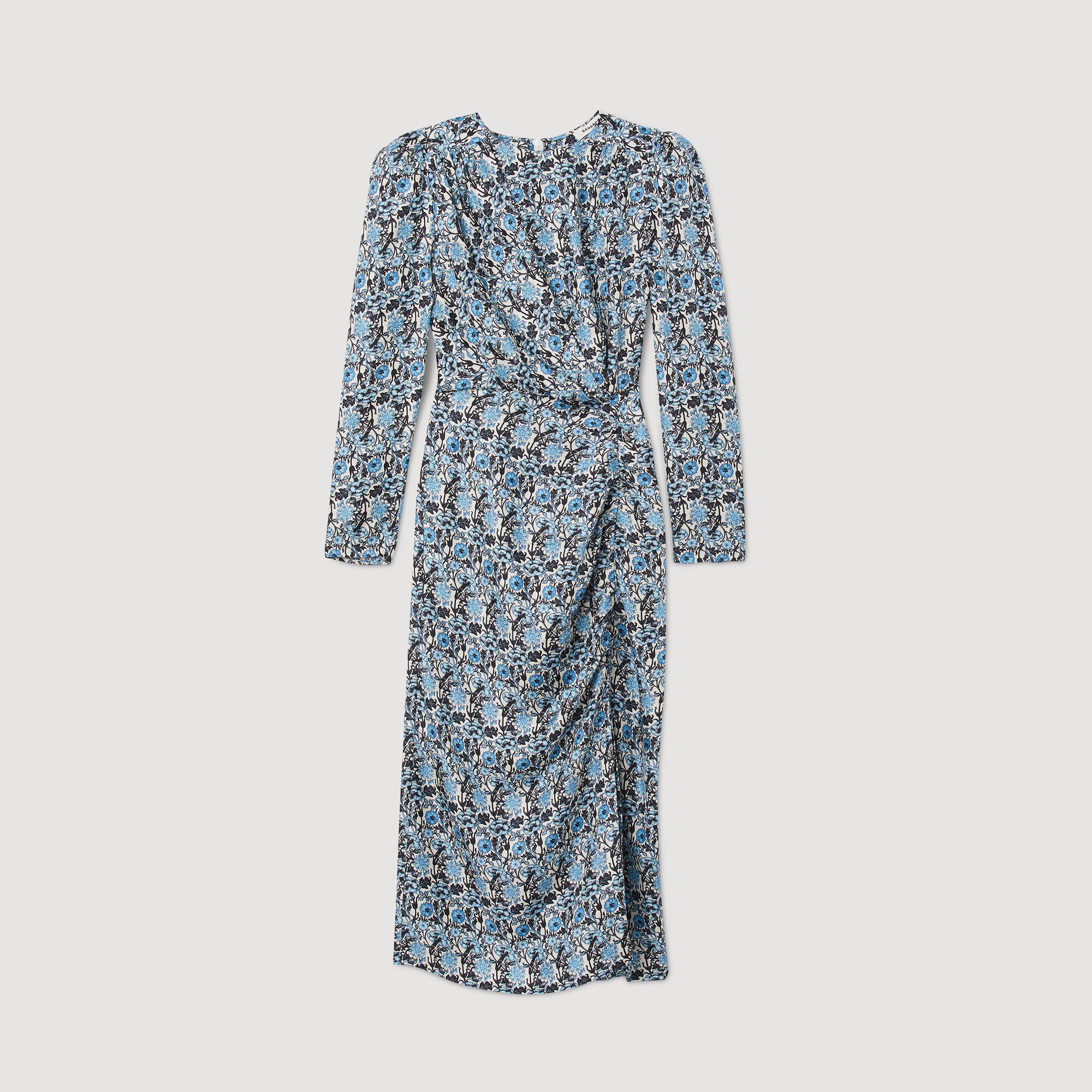 Robe longue en soie drapée