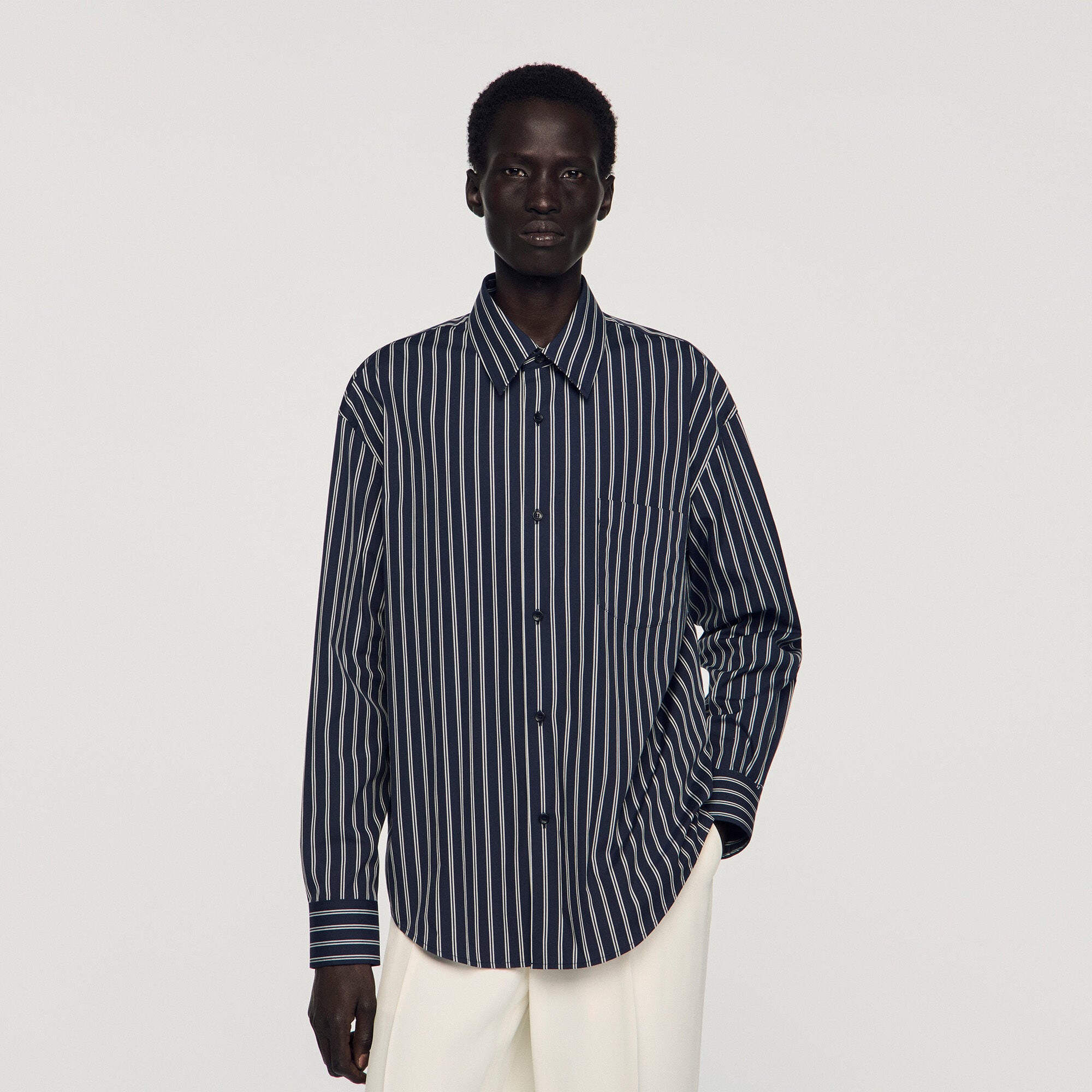 Chemise en coton &agrave; rayures