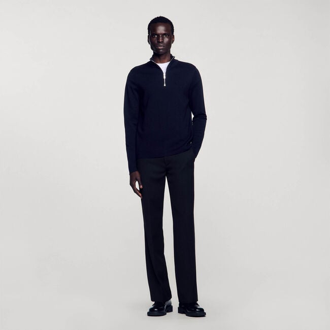 Pull en laine à col zippé
