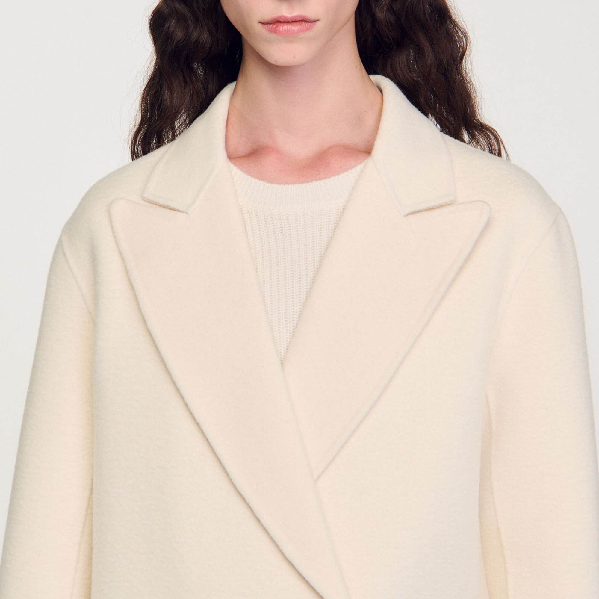 Manteau long en laine mélangée