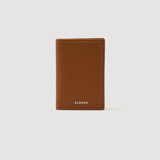 Porte-cartes pliable en cuir grainé