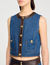 Top en denim et cuir