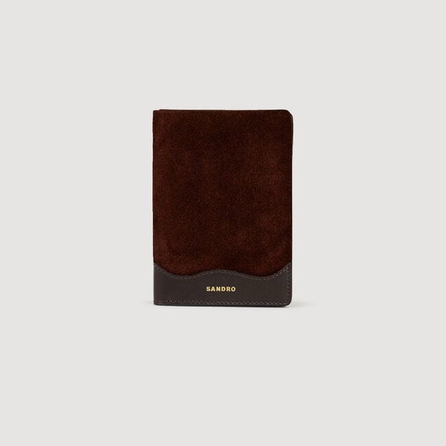 Pochette de passeport en cuir et suède