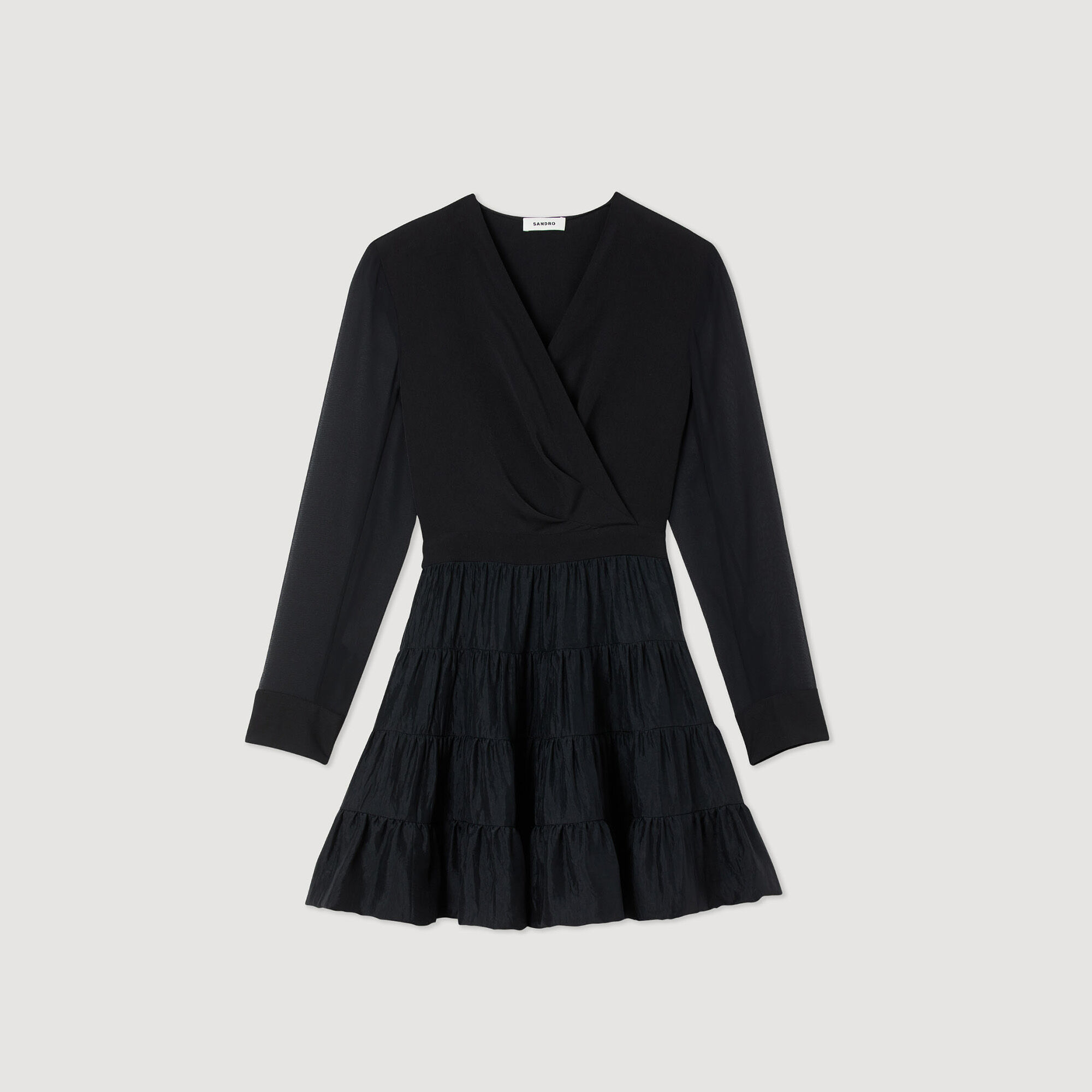 Robe courte fluide bimatières