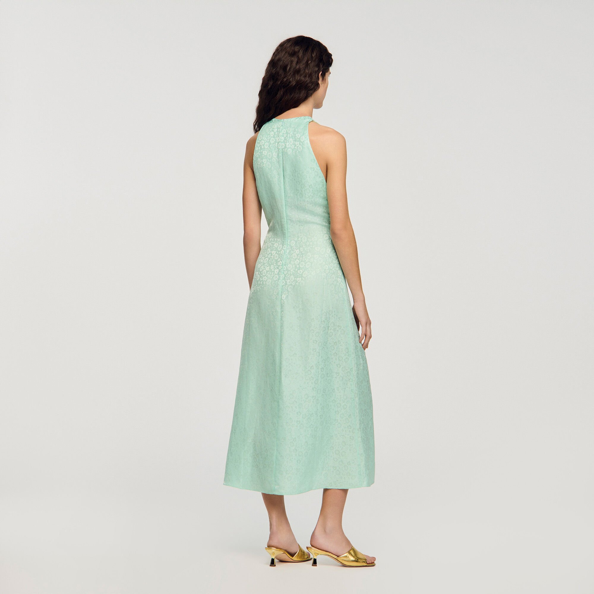 Robe longue imprim&eacute; fleur col V