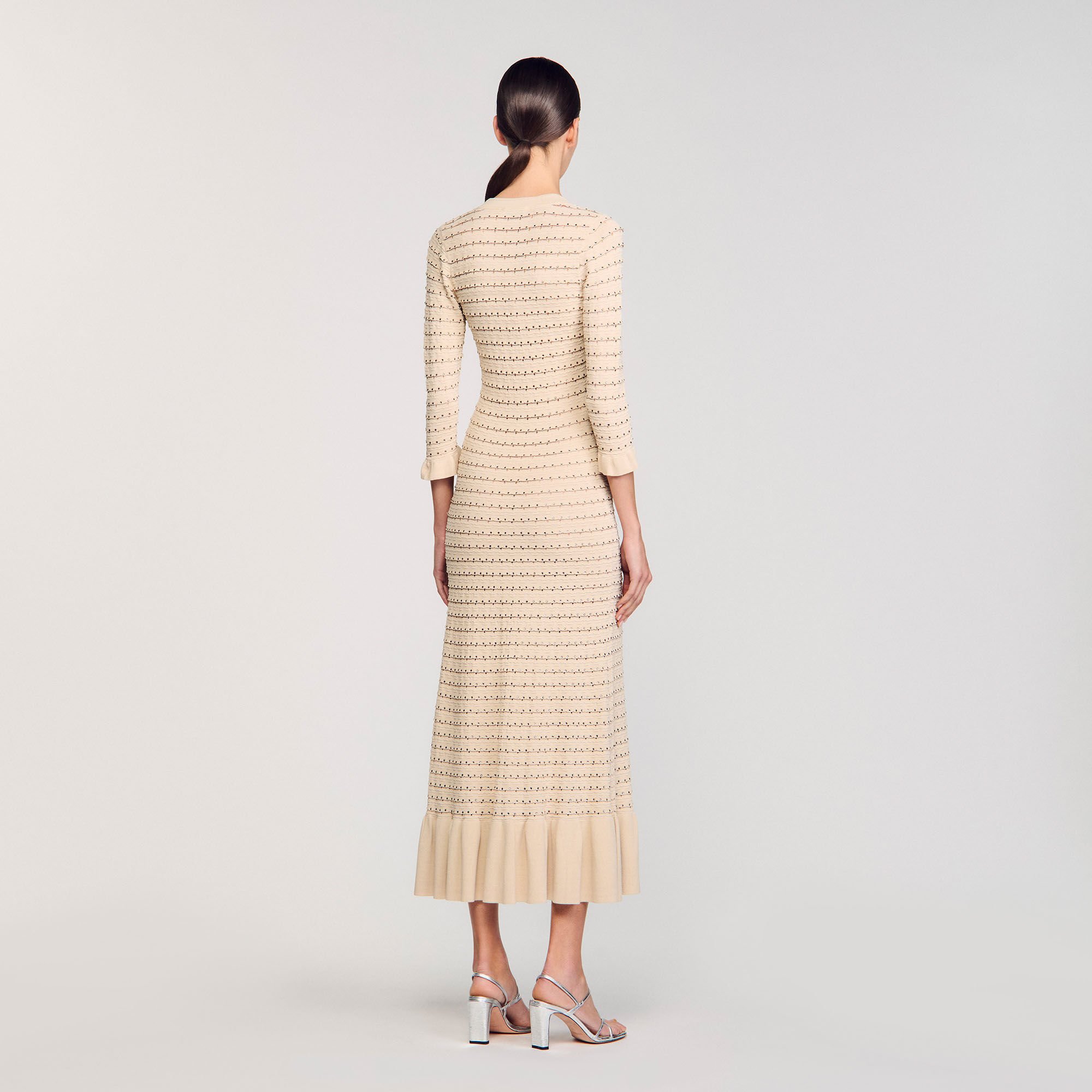Robe longue en maille strassée
