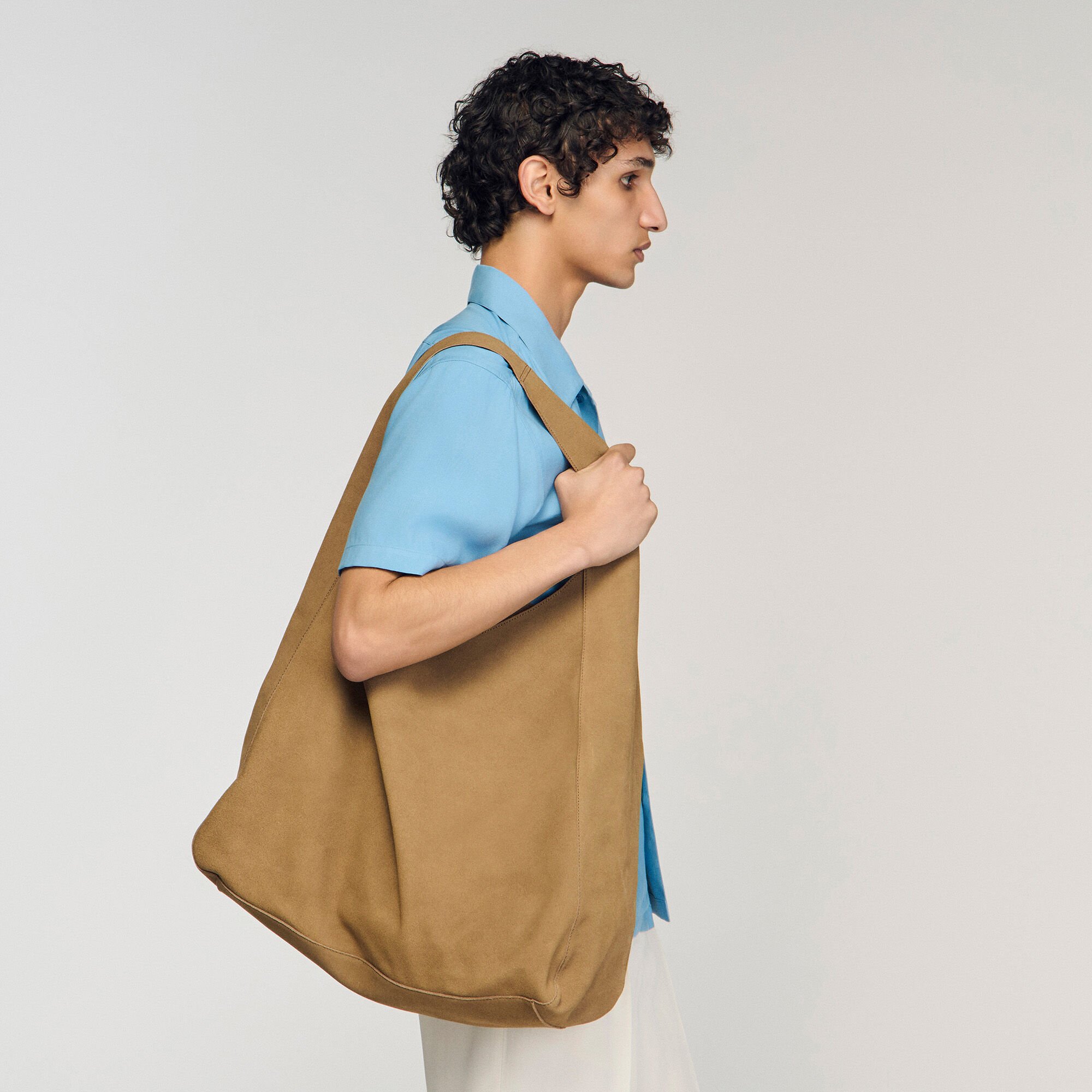 Sac hobo en cro&ucirc;te de cuir &agrave; logo