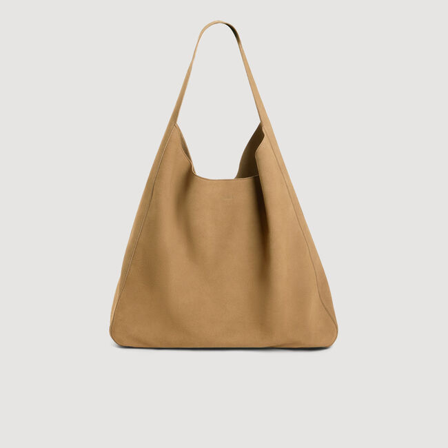 Sac hobo en cro&ucirc;te de cuir &agrave; logo