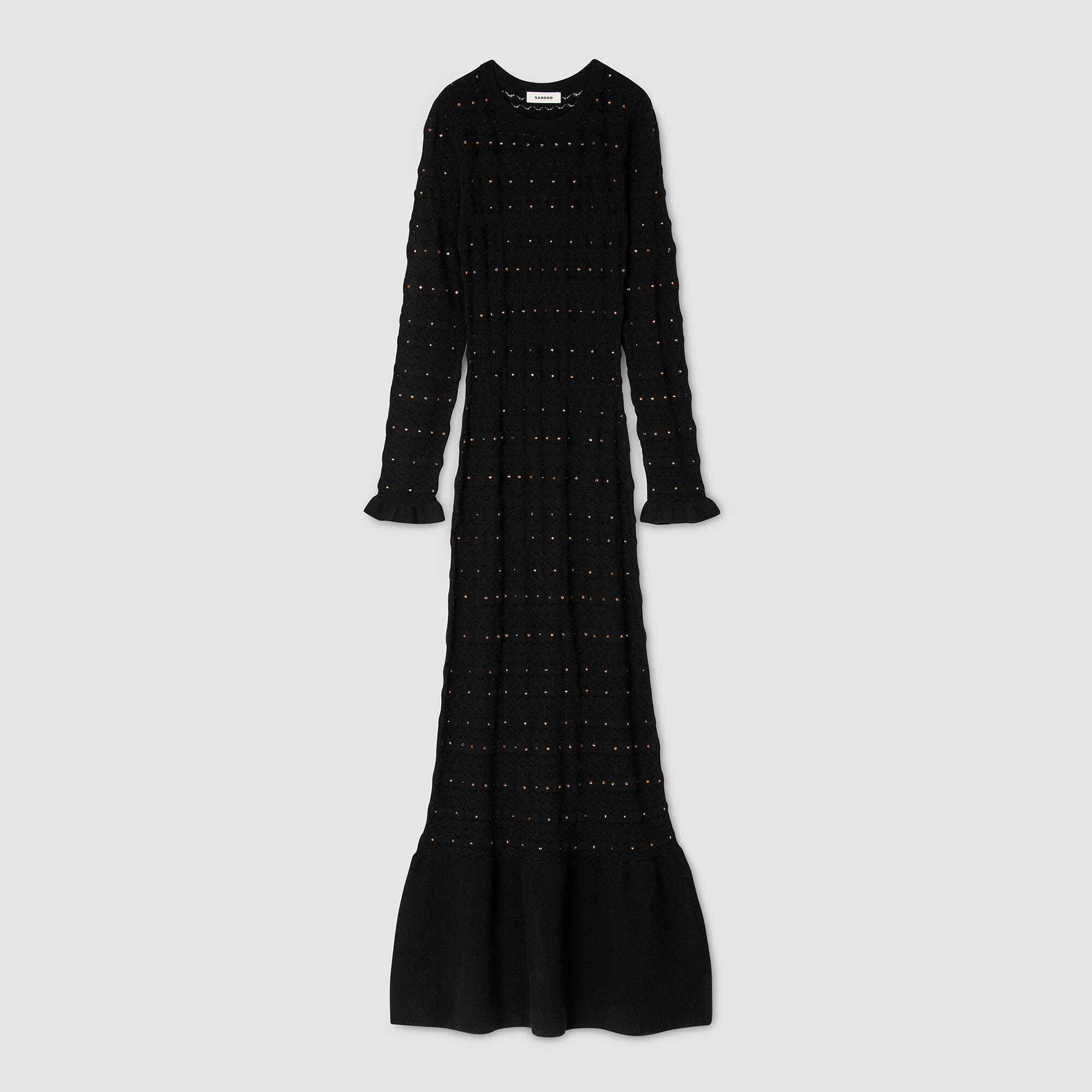 Robe longue en maille strassée