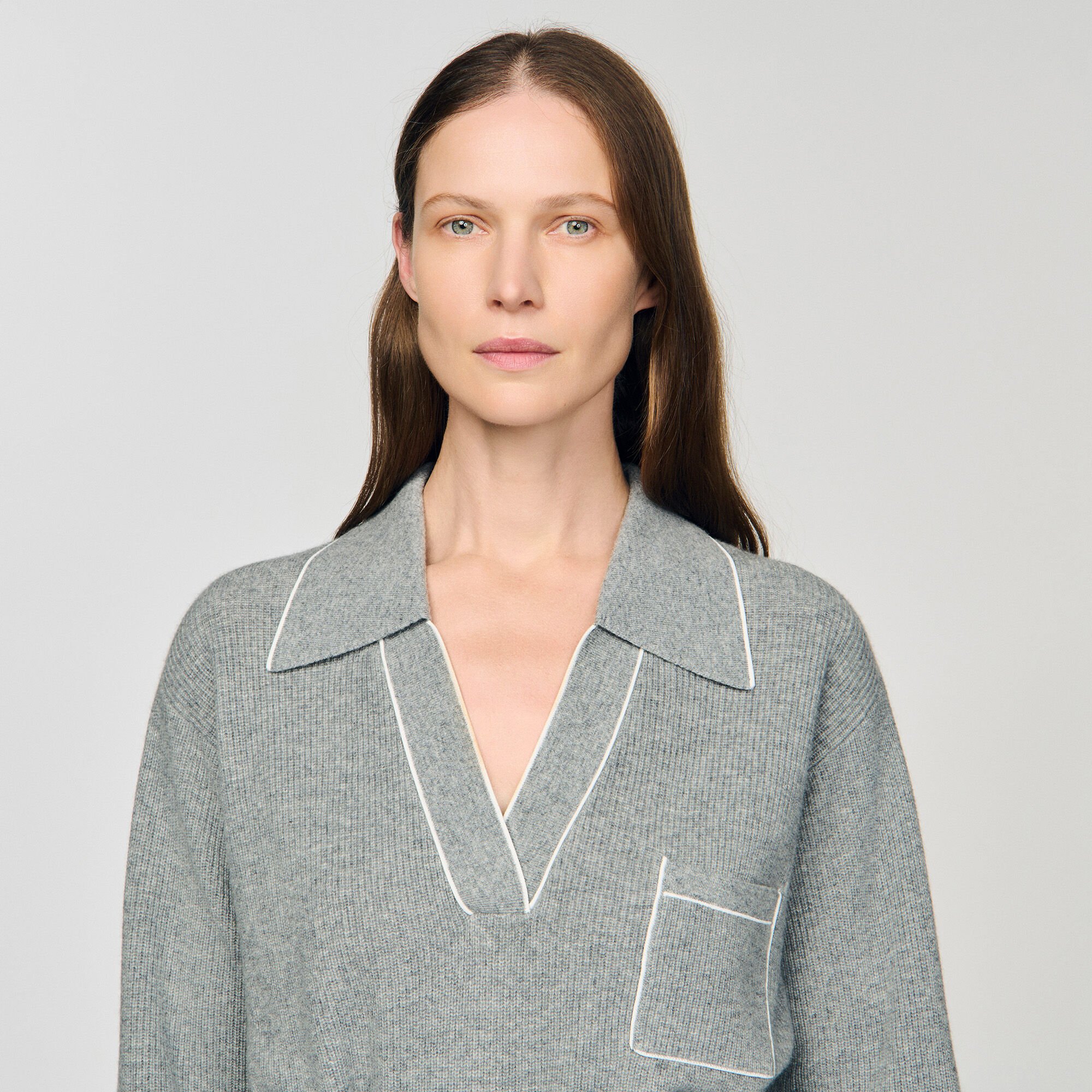Pull en laine/cachemire à col V