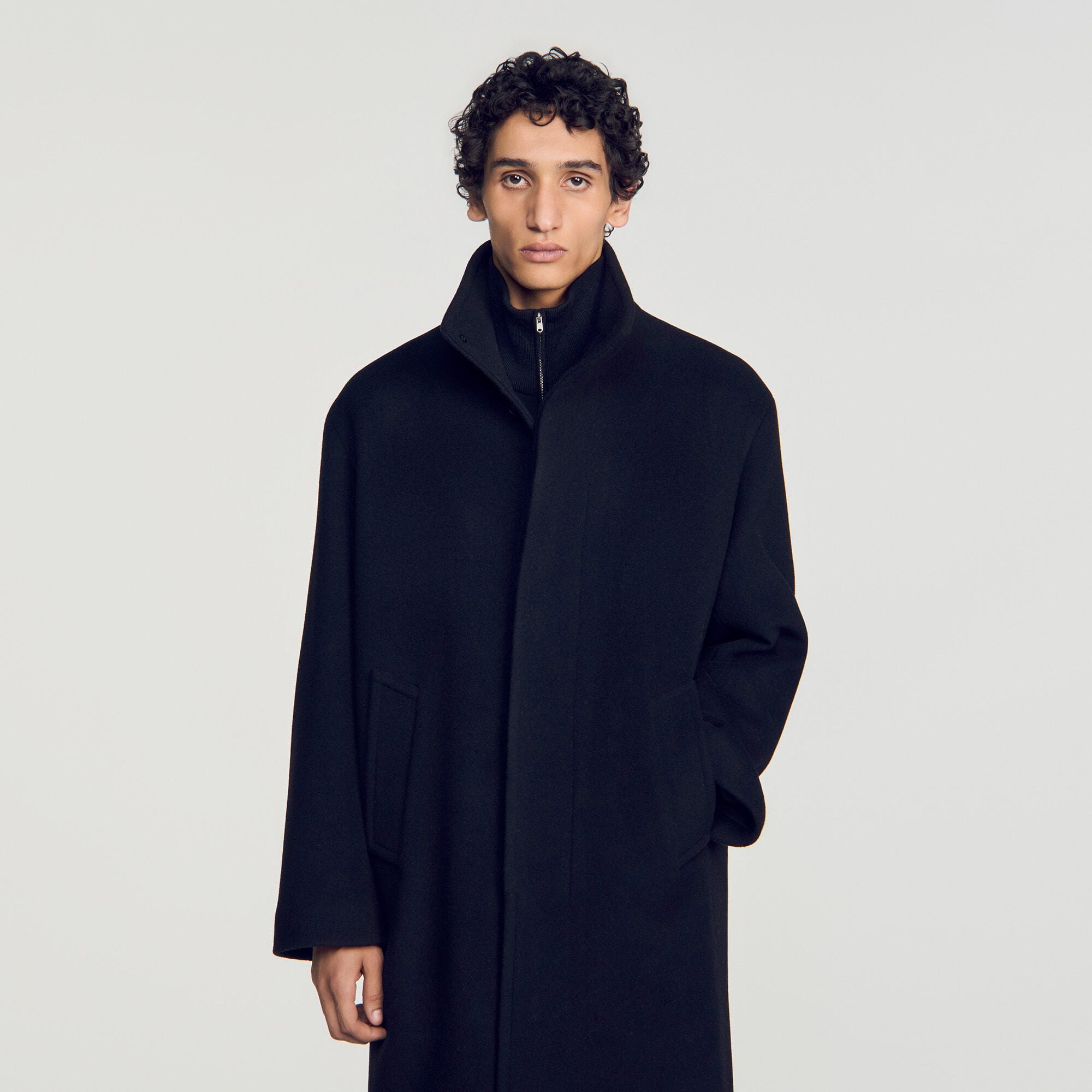 Manteau long en laine et cachemire - Homme | Sandro Paris