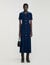 Robe longue maille col denim