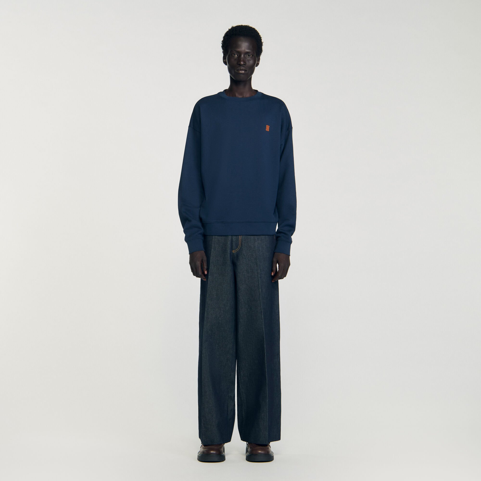 Sweat oversize à patch en cuir