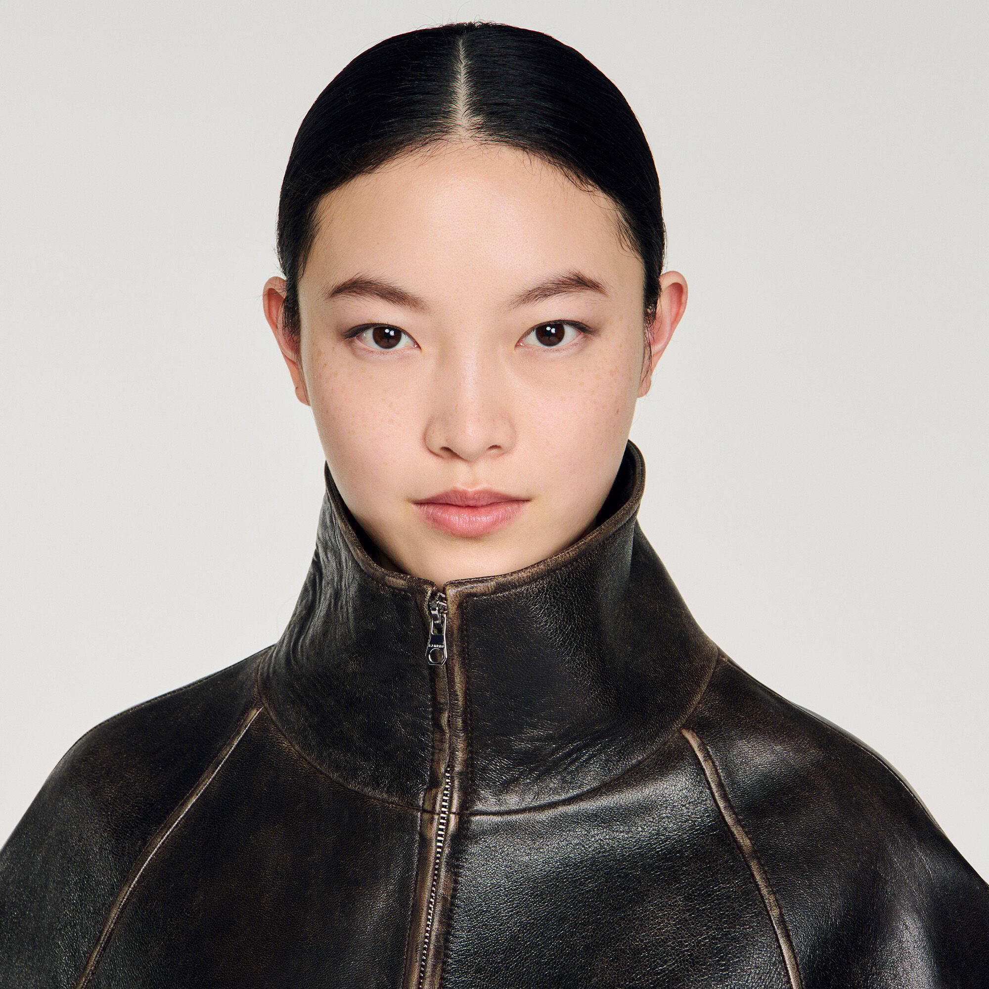 Blouson en cuir vieilli