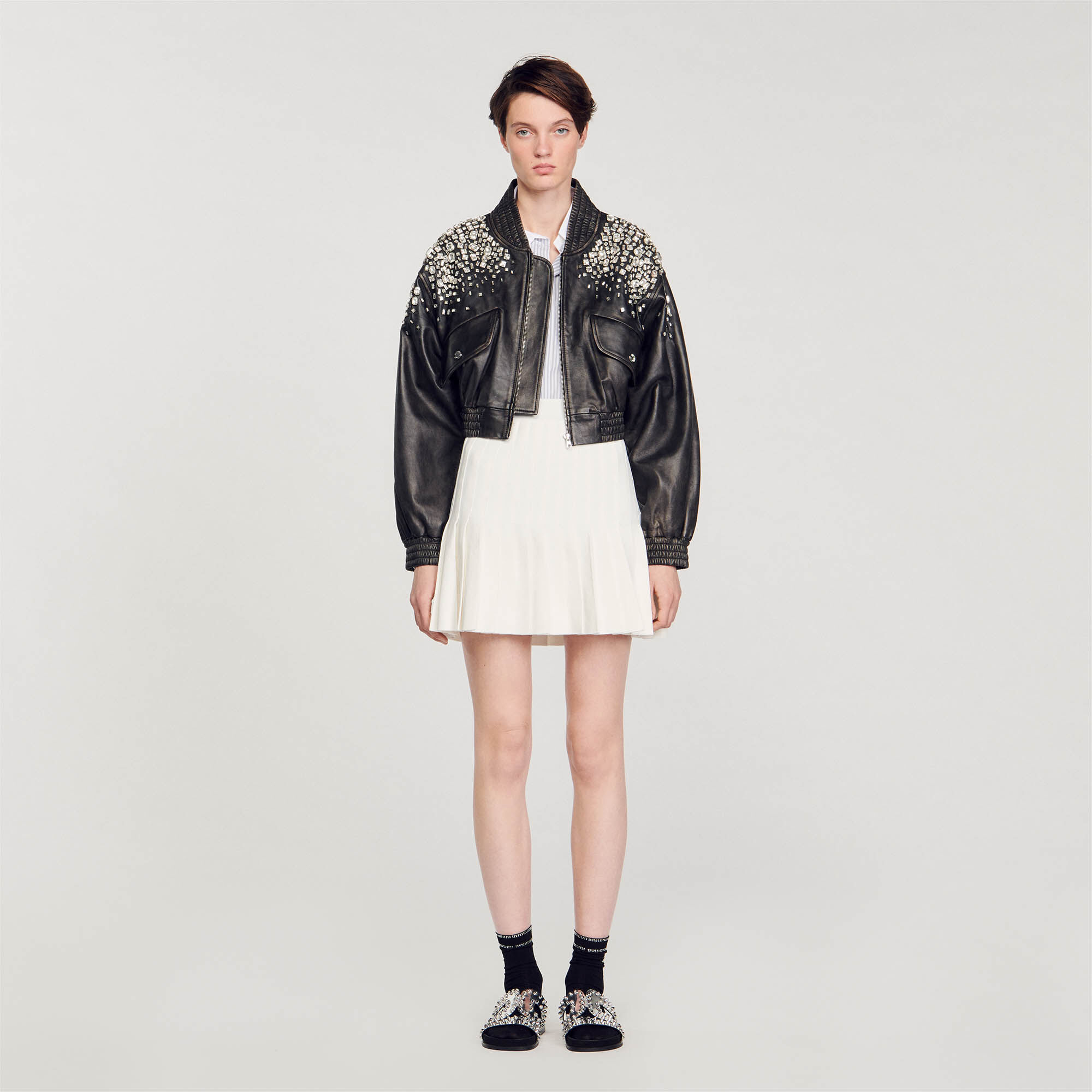 Veste cuir femme sandro clearance