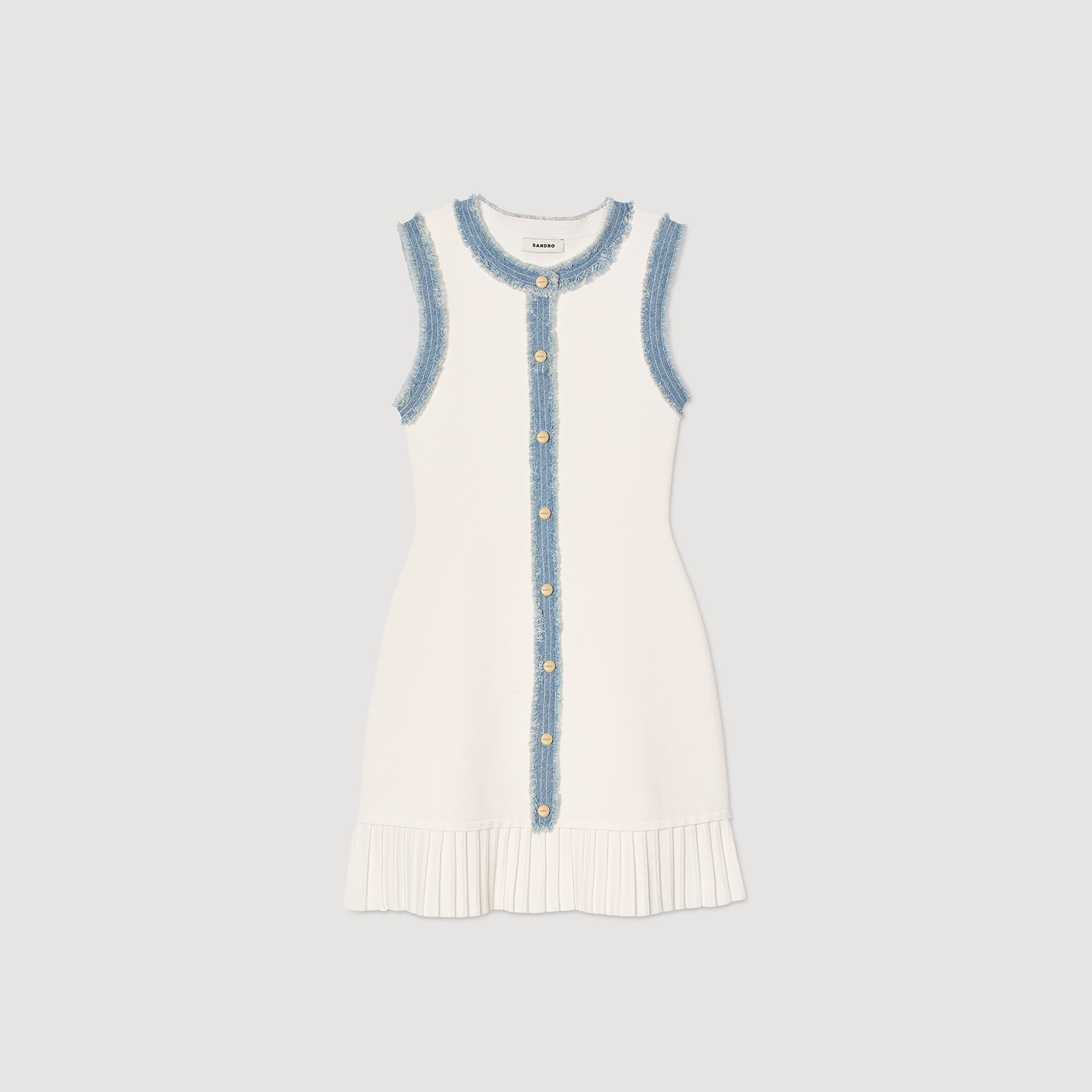 Robe courte en maille à volant
