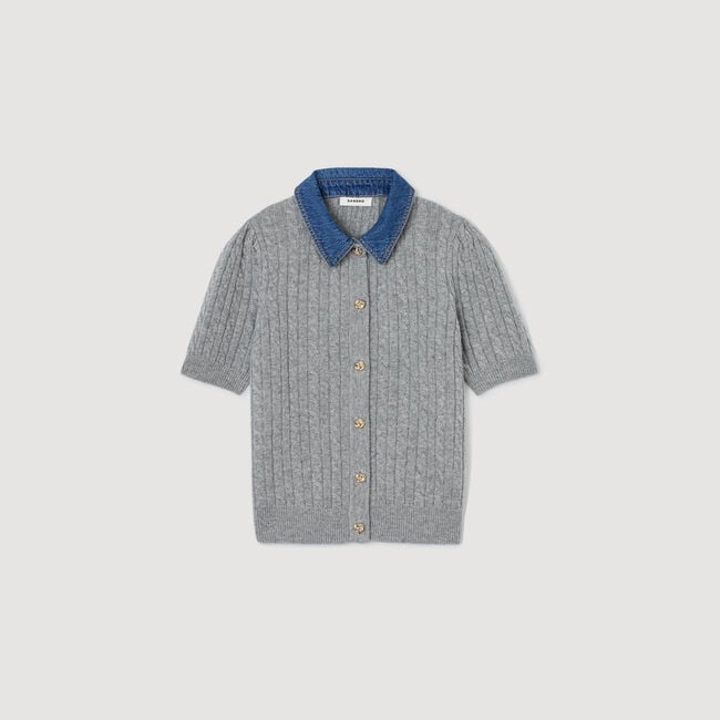 Cardigan à col en denim