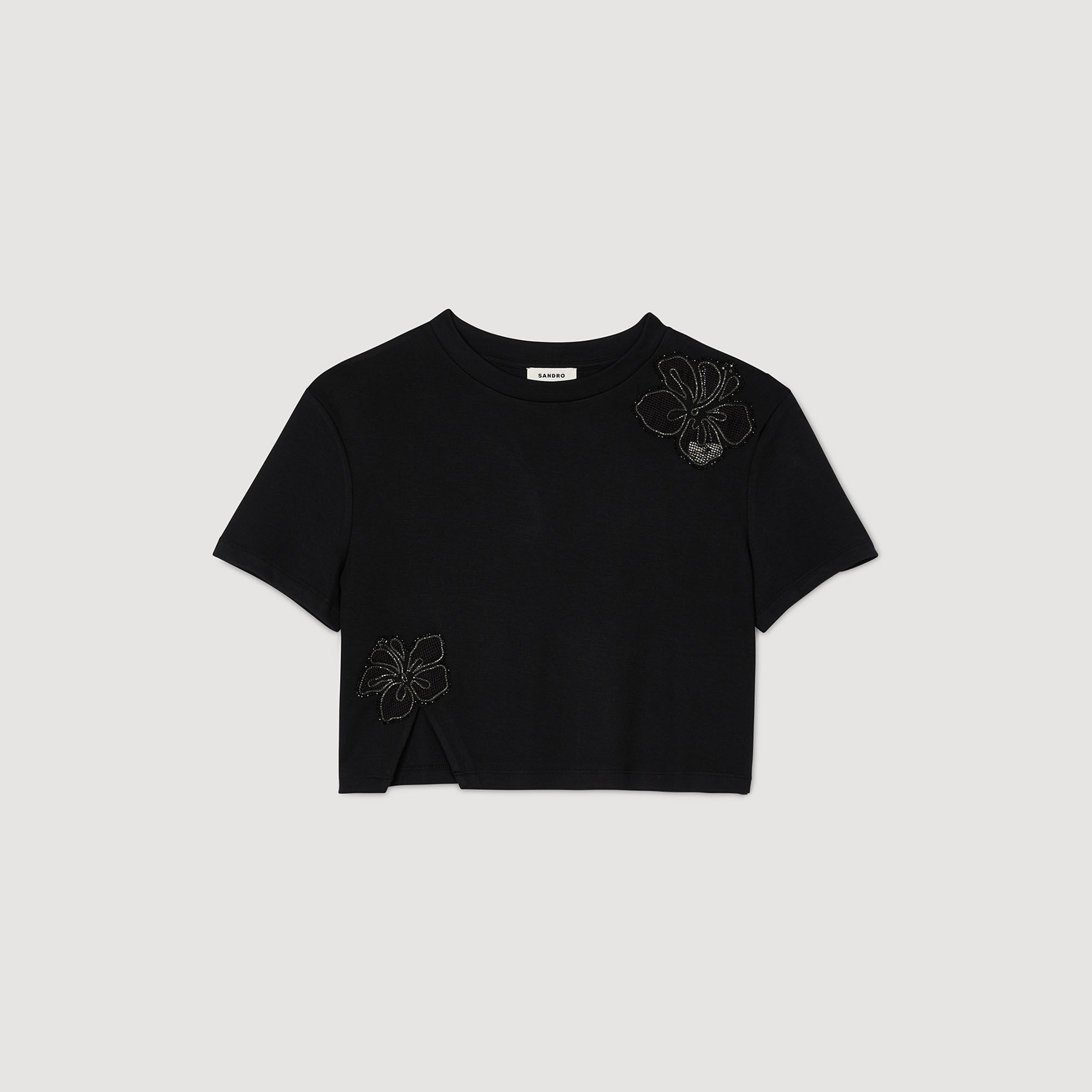 T-shirt à broderie fleur hawaïenne