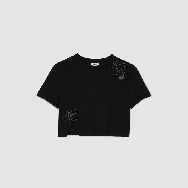 T-shirt à broderie fleur hawaïenne