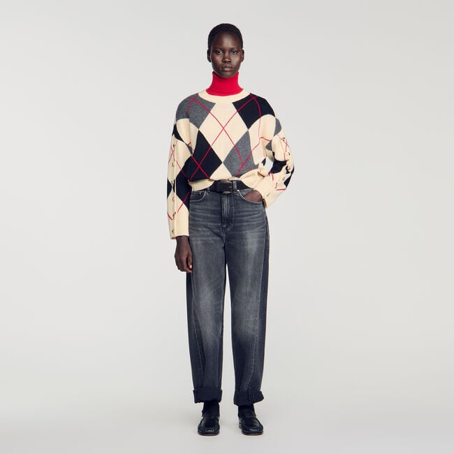 Pull polo motif argyle - Femme | Sandro Paris