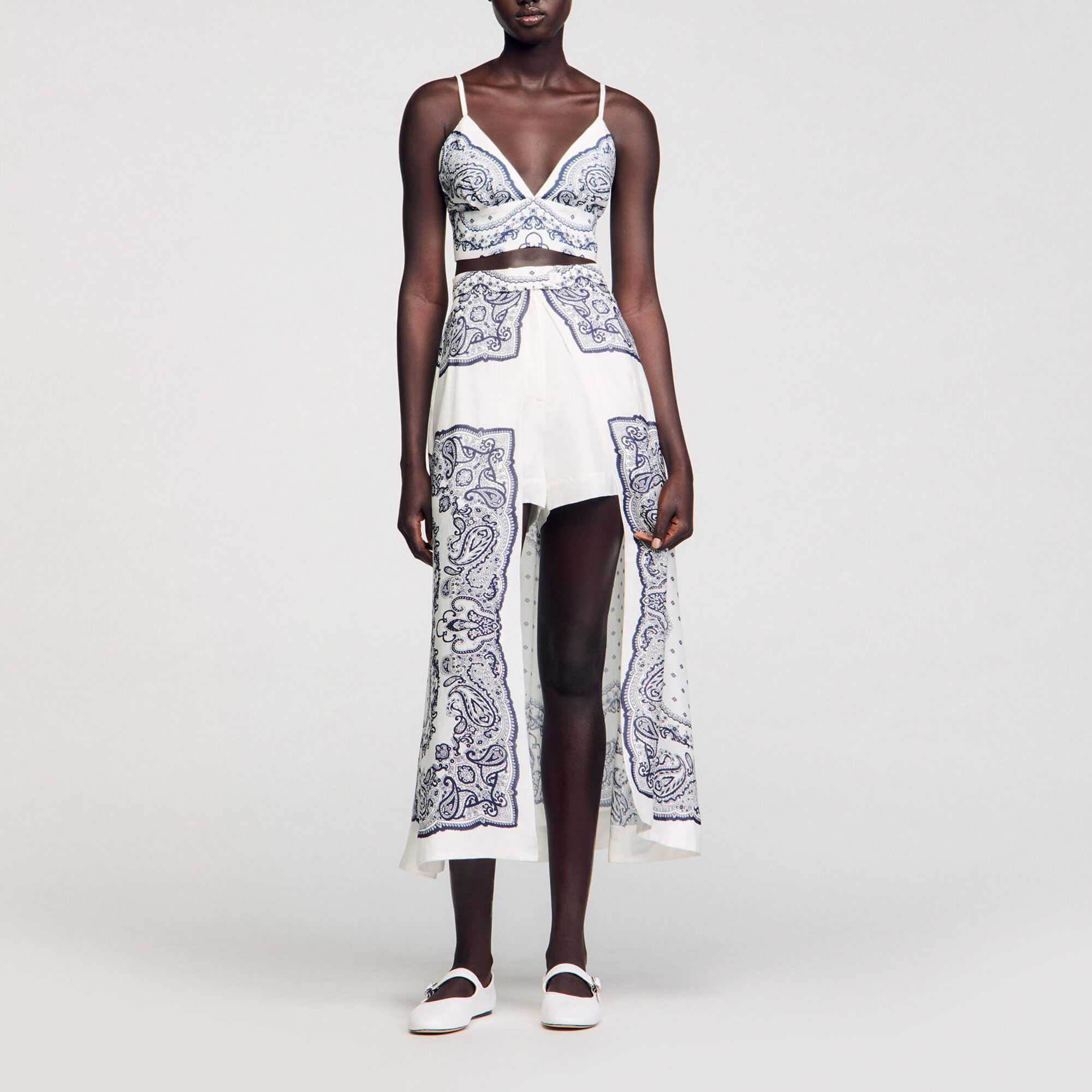Jupe short &agrave; imprim&eacute; bandana  - Femme | Sandro Paris