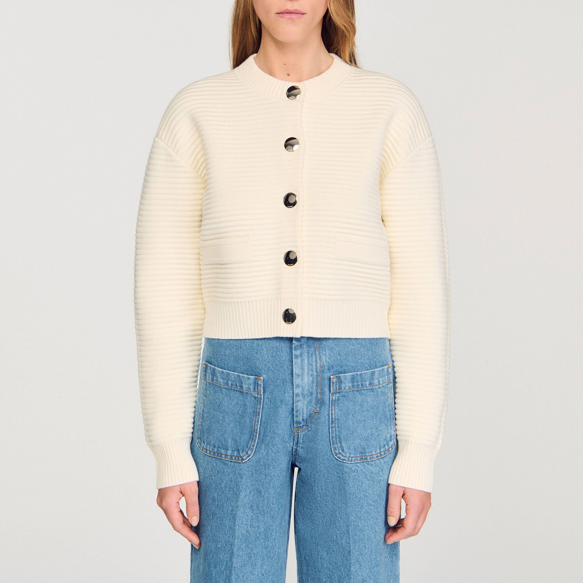 Cardigan en maille textur&eacute;e  - Femme | Sandro Paris