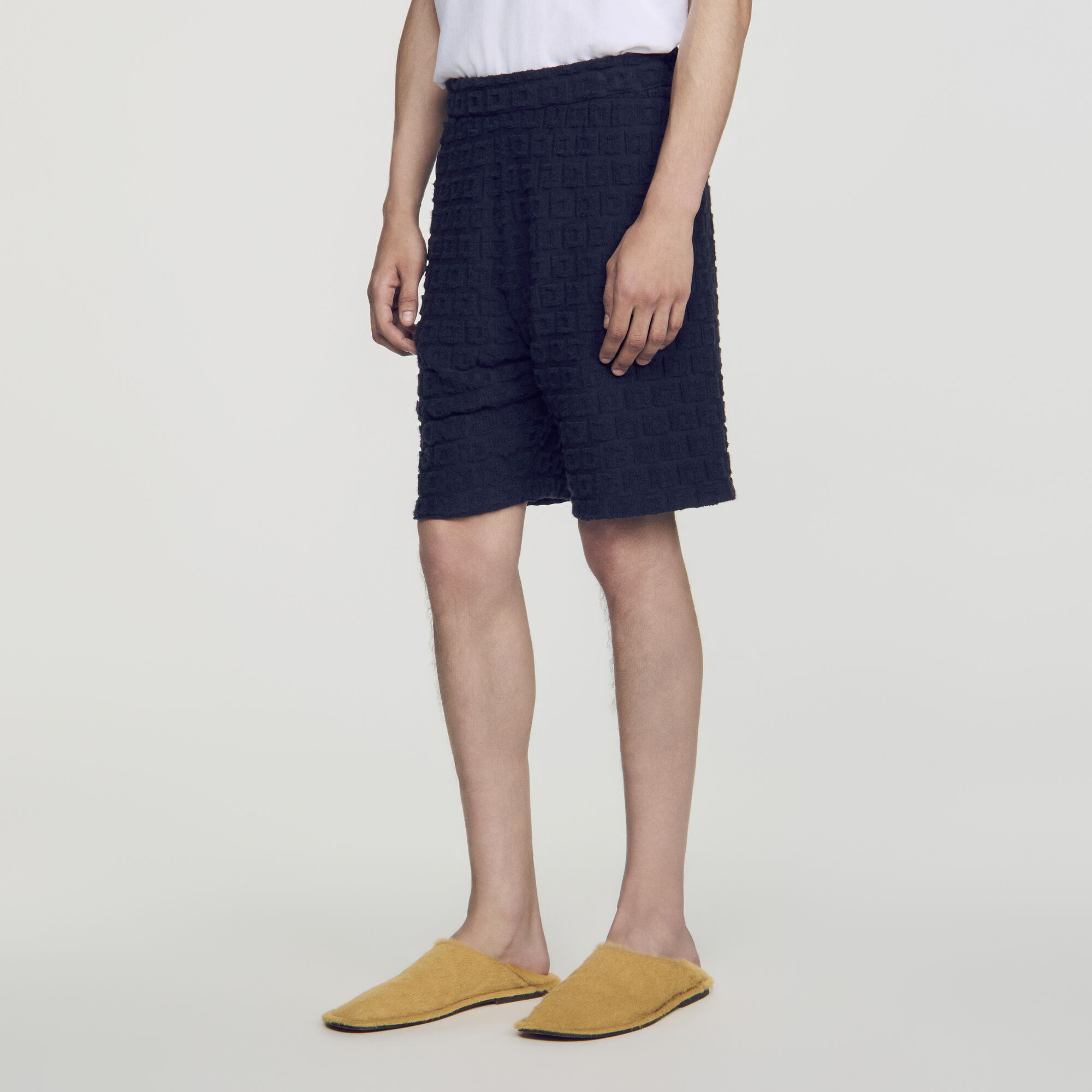 Short en maille &eacute;ponge jacquard