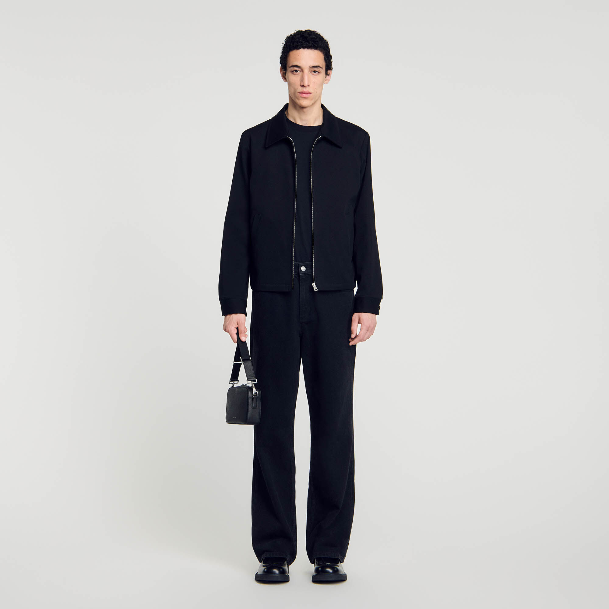 Blouson en coton gris noir pour homme Sandro Paris