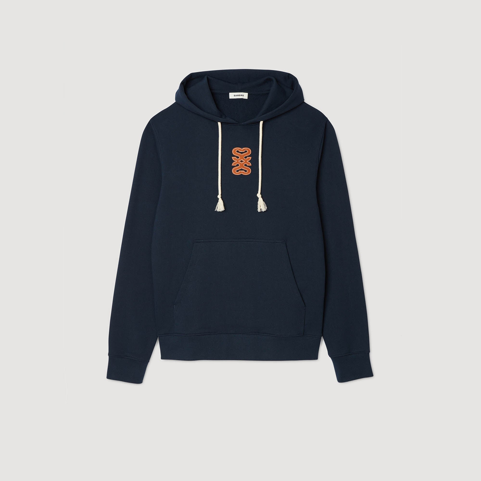 Sweatshirt à patch en cuir