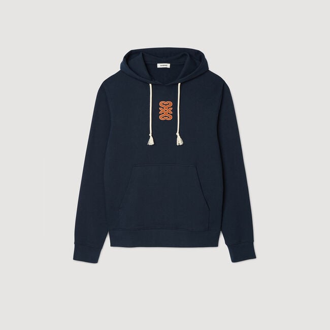 Sweatshirt à patch en cuir