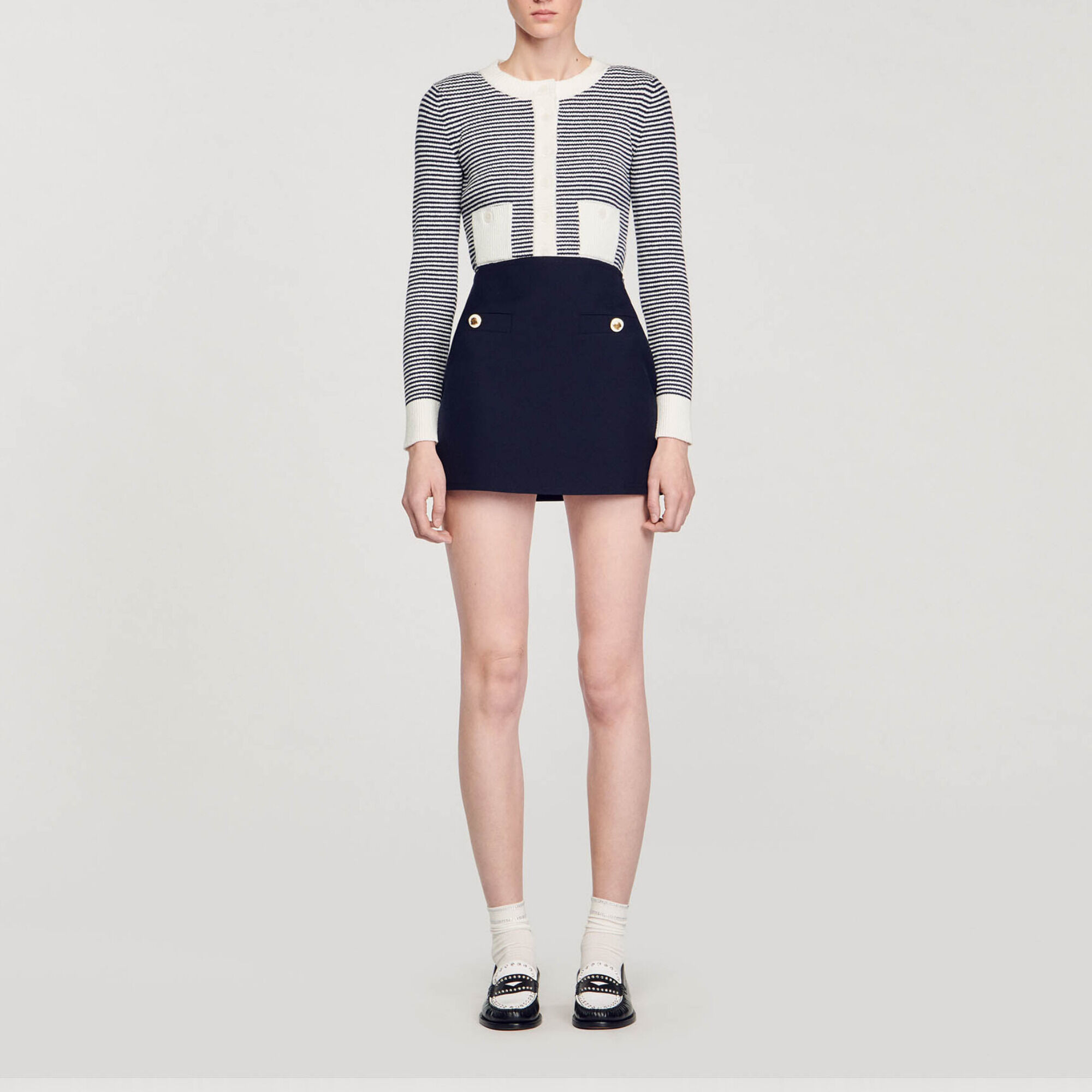 Jupe courte en twill de laine